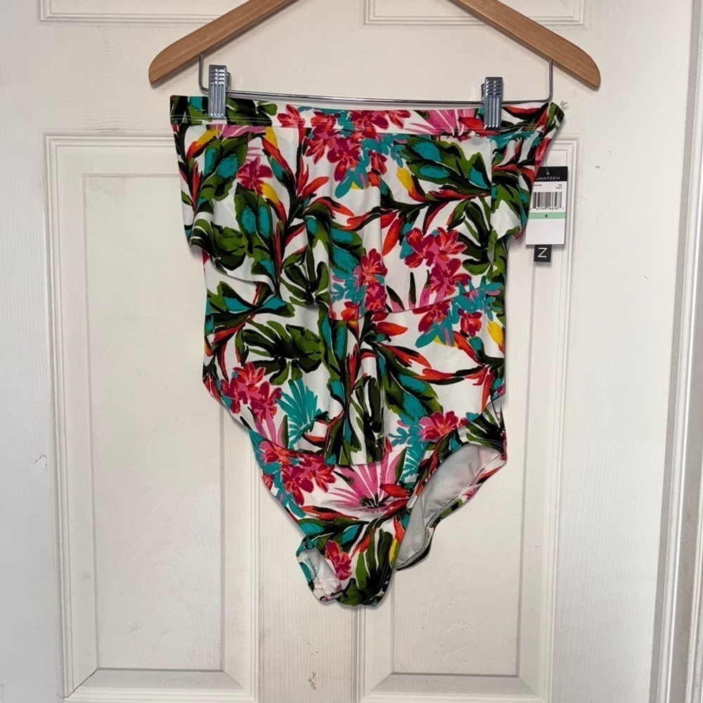 Jantzen Floral Strapless One Piece Swimsuit